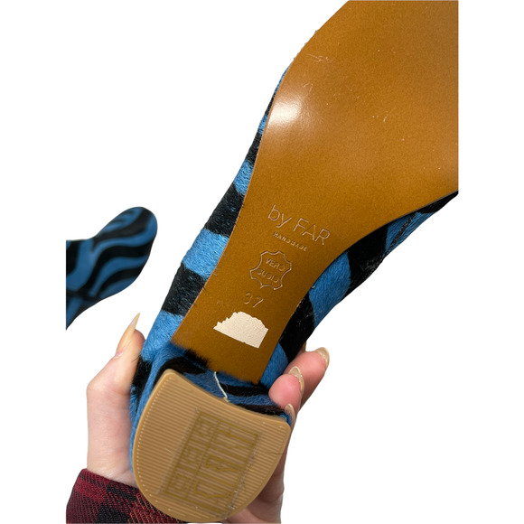 NWT by Far Blue Sophia Zebra Print Pony Hair Boot EU 37 US 6.5 or 7 - Picture 8 of 12